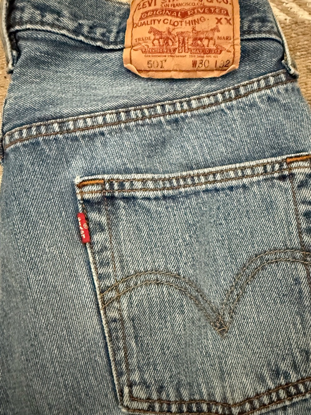 Vintage Levis 501s Distressed Medium Blue Wash Jeans 30” Waist